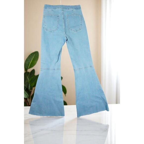 Simple Society High Waist Flare Jeans – Light Wash – Size Not Tagged – Y2K 70s 9 - Picture 4 of 4